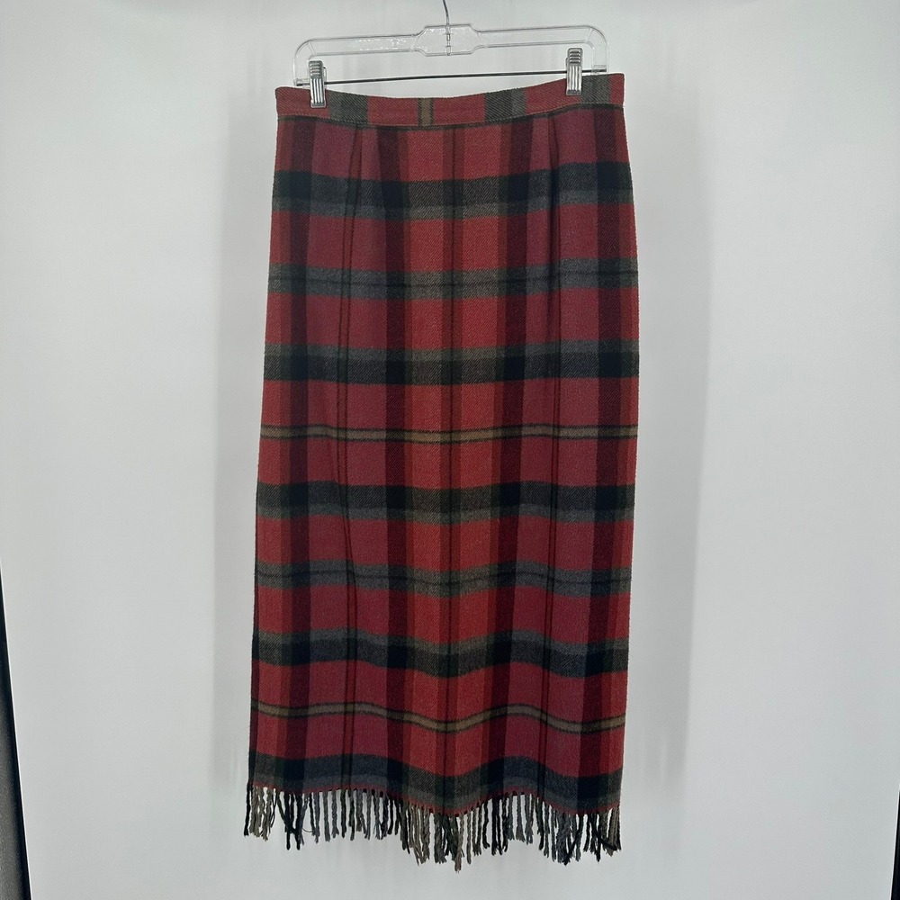 Bushwacker Womens Preppy Stewart‎ Tartan Plaid Skirt Size 12 Fringe Vintage